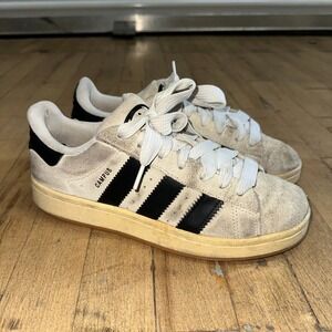 adidas Campus Originals Sneakers Women's Sz 8 White Black 3 Stripe Suede Leather